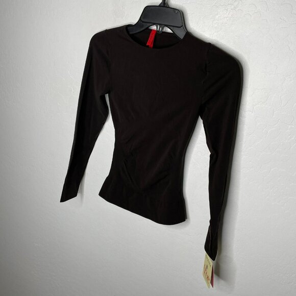 Spanx Brown Bittersweet Control Classic Long Sleeve Top - Picture 3 of 9
